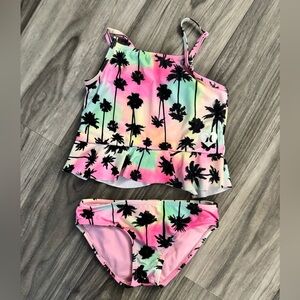 Hurley Kids Swim Bikini Set - Pink and Black Palm Design
